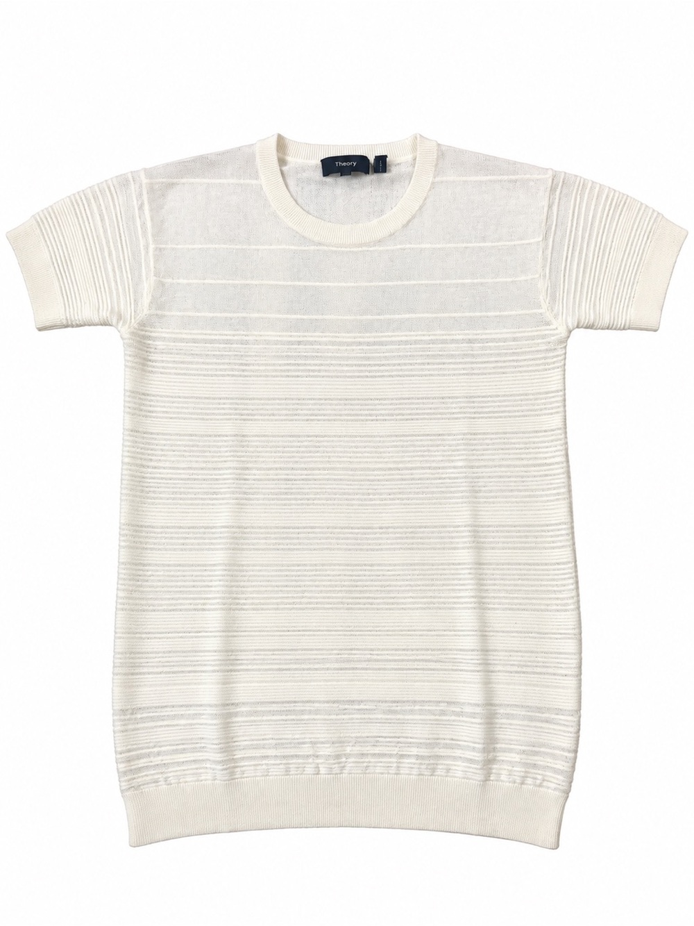 Theory Men's Cream Short-Sleeve Crewneck Knit